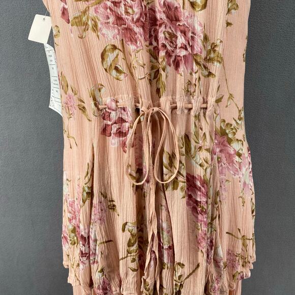 Vtg 90s NOS American Angel Romantic Boho Rose Floral Crinkle Rayon Maxi Dress L - Picture 7 of 16